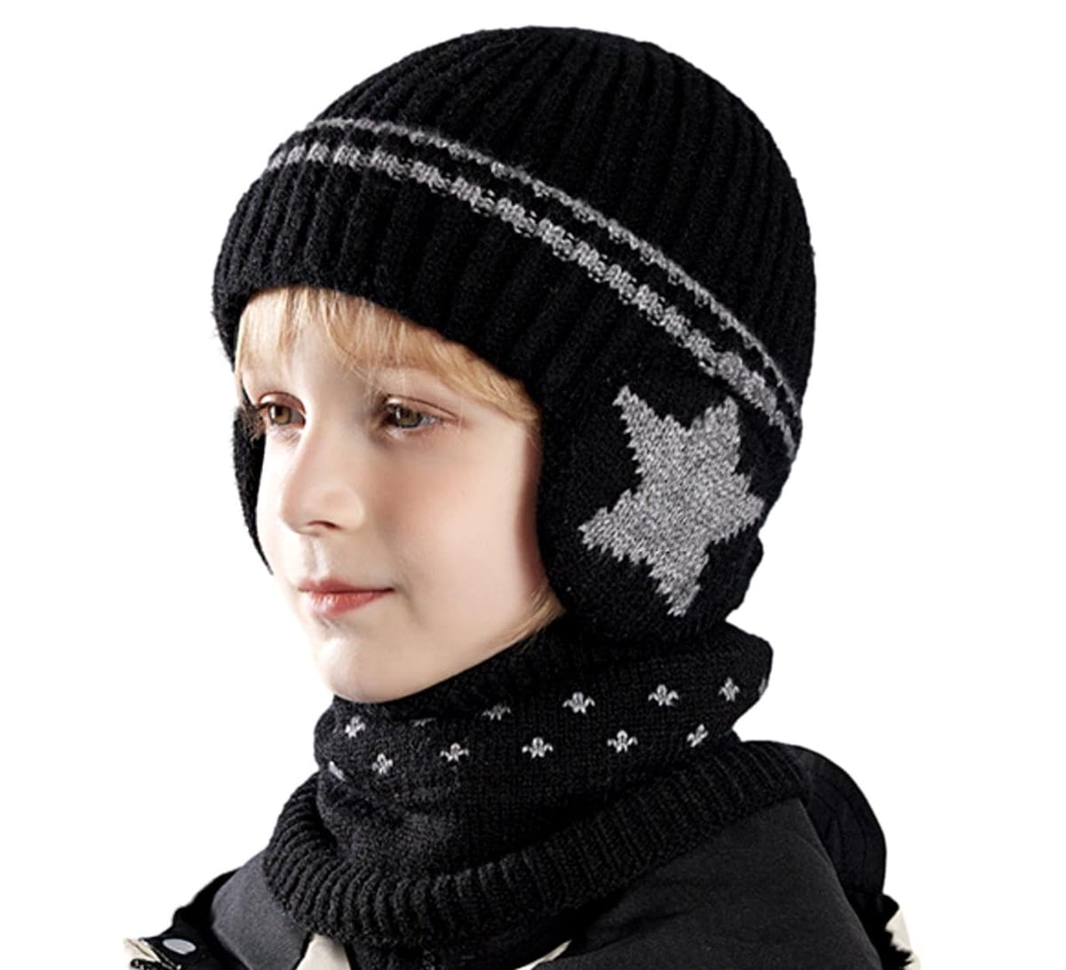 [Electric Circus] 子供 キッズ 帽子 ネックウォーマー 付き 耳当て キャップ 女の子 男の子 防寒 ニッ..