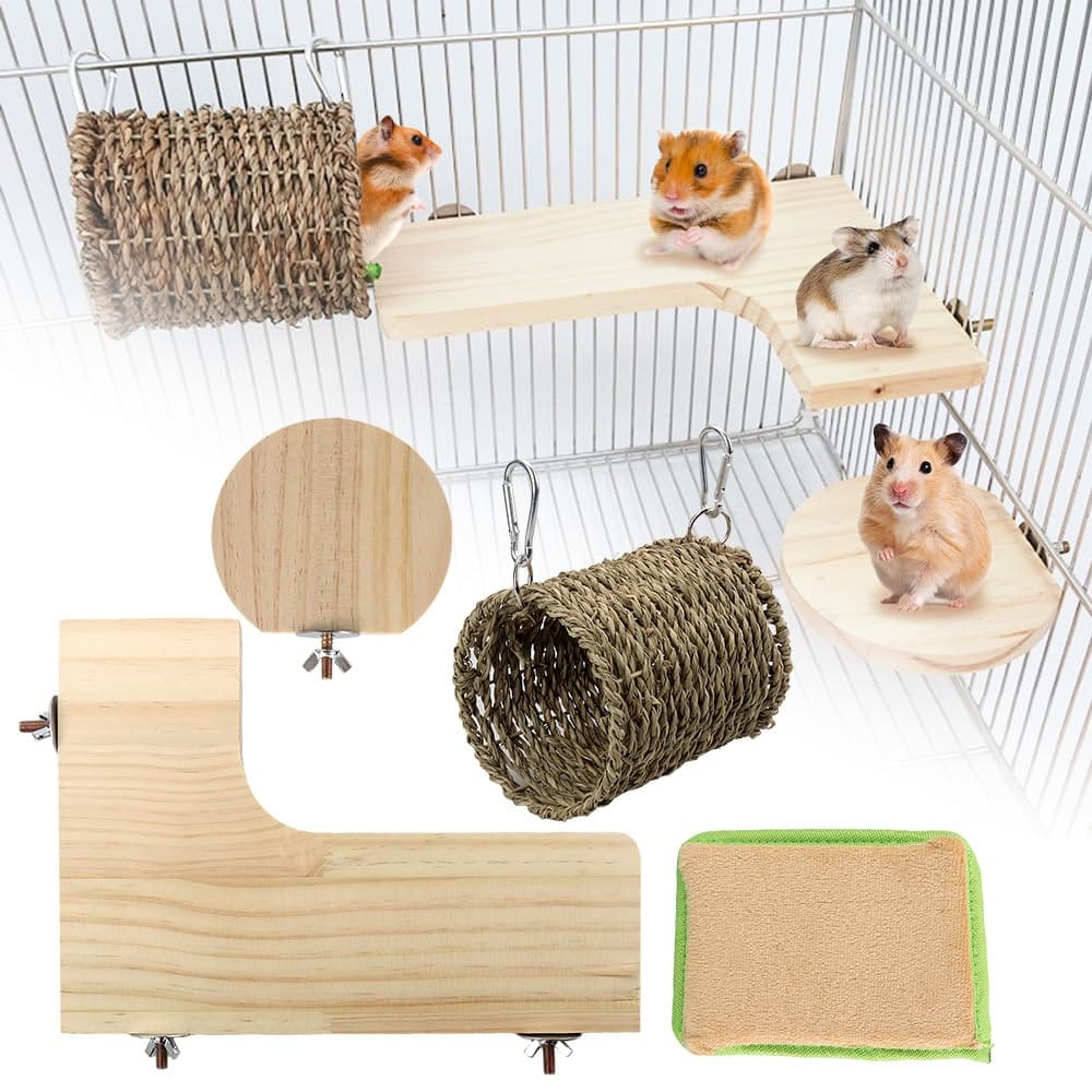 PET BRILLIANT 小動物用ステージ 4種セット ハムスター チンチラ デグー ケージ固定 運動不足解消 休息..