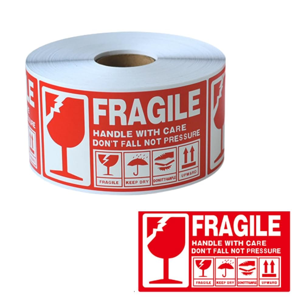 ideamall フラジール ラベル シール 割れ物注意シール 英字 梱包 テープ 13×7cm 500枚セット