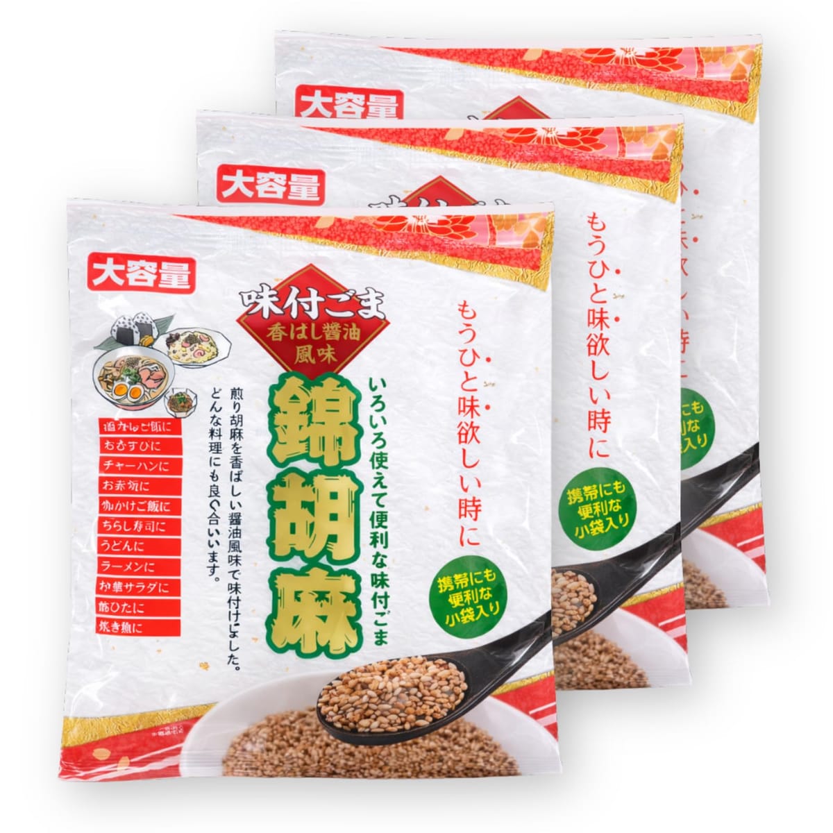 Other - 東海農産 錦胡麻 味付ごま ふりかけ 香ばし醤油風味 個包装 大容量 140g ごはん おにぎり 麺類 料理用 トッピング お弁当 小袋 個包装 3パック