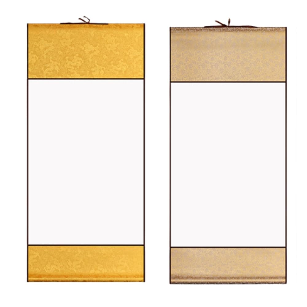 ideastore 掛け軸 無地 表装 習字 書道 巻物 画仙紙 白紙 2枚セット