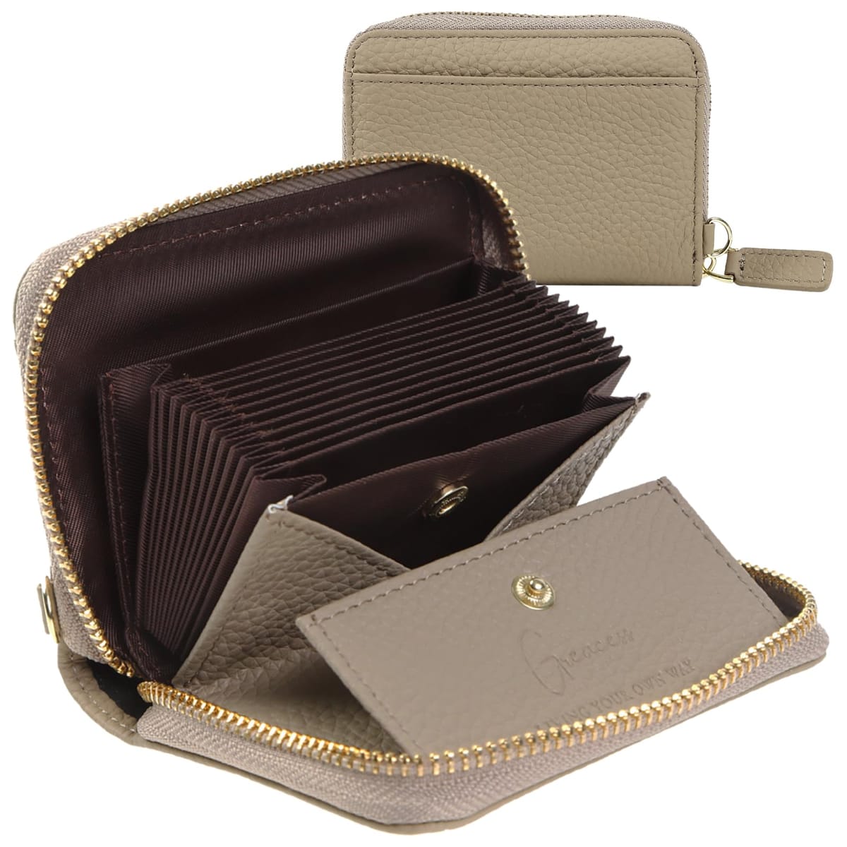 [Greacess] ミニ財布 カードケース じゃばら レディース 本革 お札が折れない スキミング防止