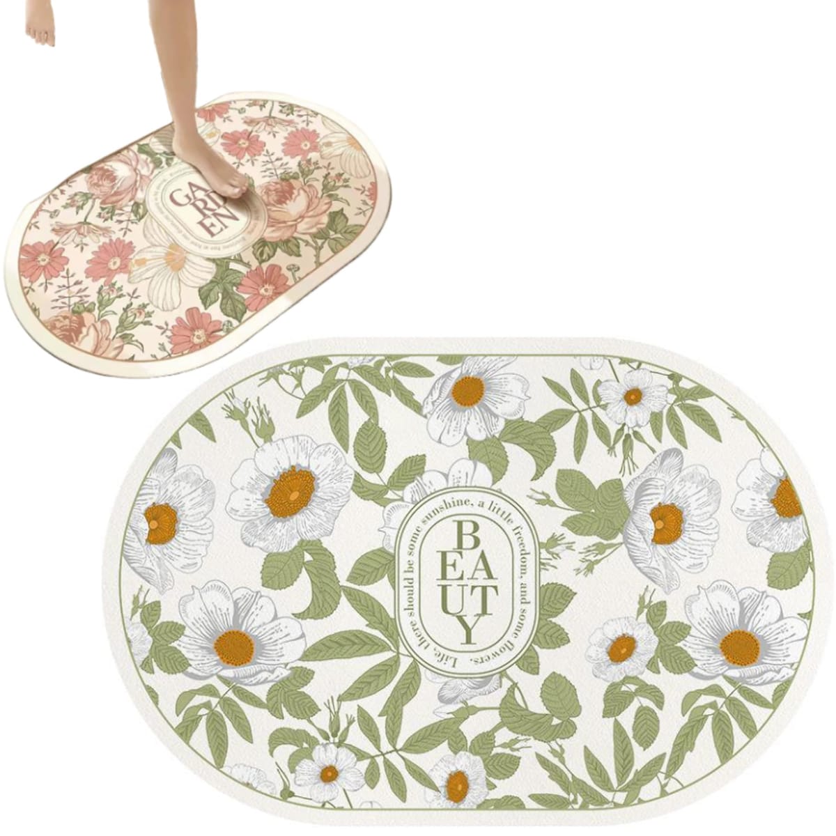 merrytime バスマット 風呂マット お風呂マット 玄関マット 足ふきマット 速乾 洗える ソフト 柔らかい 吸水 滑り止め 浴室 脱衣所 洗面所 花柄