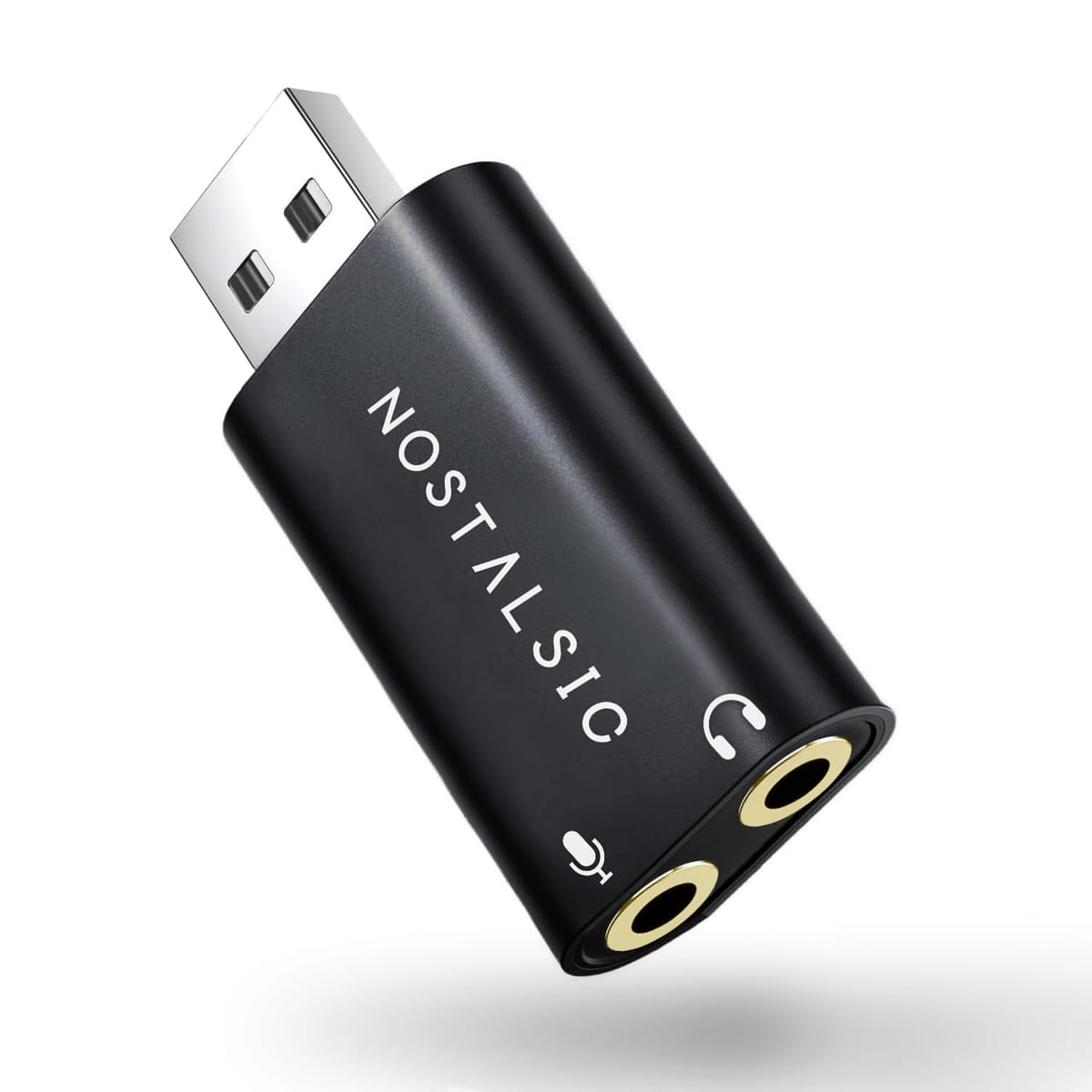 NOSTALSIC USB オーディオ 変換アダプタ USB2.0 to 3.5mm 外付け サウンドカード DAC搭載 24bit/96KHz対応 直挿しタイプ 3極(TRS)専用 イヤホン PS4 等適用 Windows/Mac OS/PS4/PS5