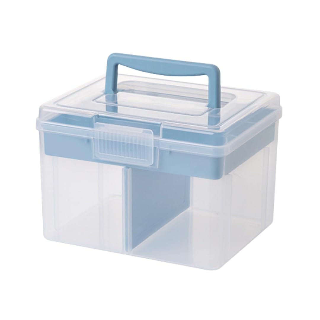 MaT store 収納ボックス 収納ケース プラスチック 仕切り 多機能 文房具 小物 おもちゃ 収納 (ブルー)