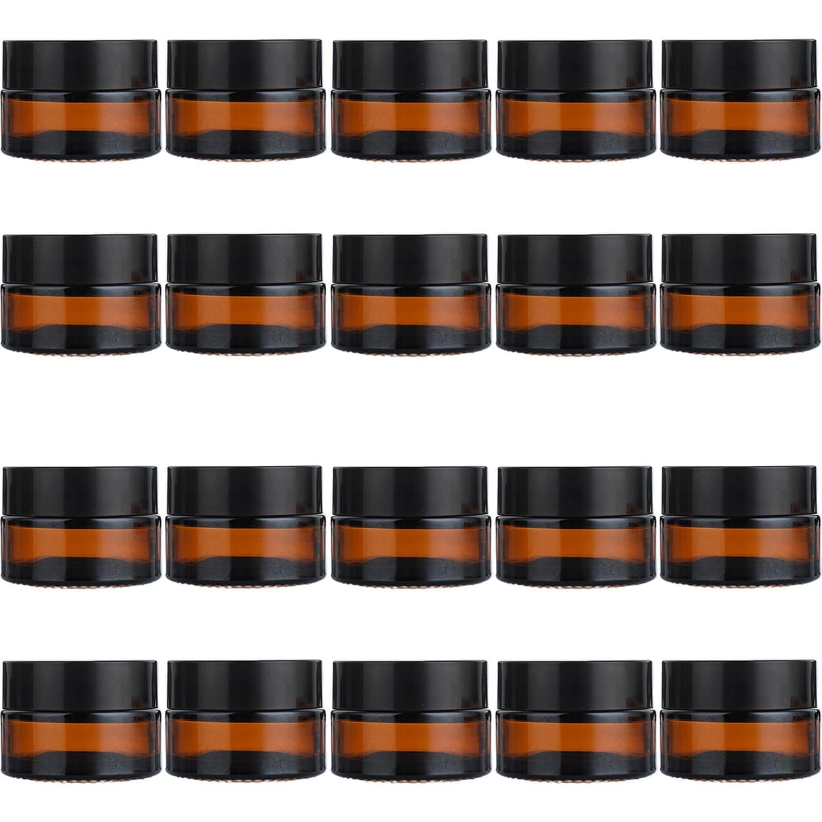 Alpha Depot クリーム容器 遮光瓶 ガラス製 ジャー 詰め替え 保存用 中蓋付き (ブラウン 20g × 20個)