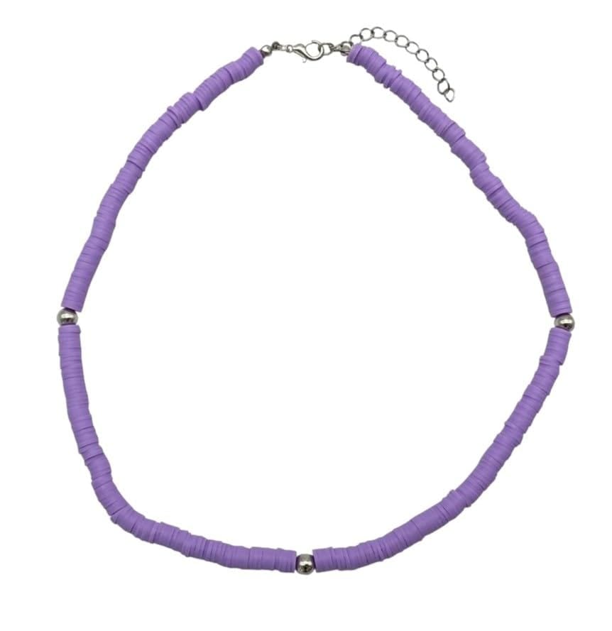 [AREUM] ネックレス ヘイシビーズ ラベンダー 紫 PVC 軽量 シンプル おしゃれ メンズ レディース 韓国ファッション