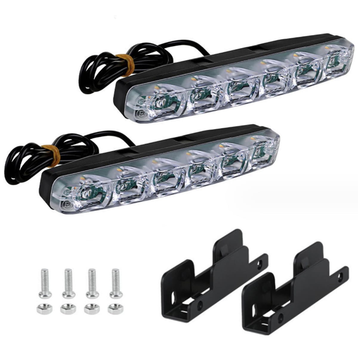 TIGRE BLANC LED シーケンシャル ウインカー 流れる 6LED 汎用 デイライト 高輝度 2835 12V 橙 アンバー 防水 2本 セット