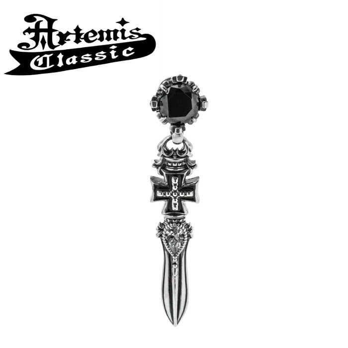 メンズ ピアス シルバーアクセサリー クロス 十字架 クラウン ジルコニア ブランド シルバー925クロスソードピアス ACE0183 Cross sword earrings 片耳分