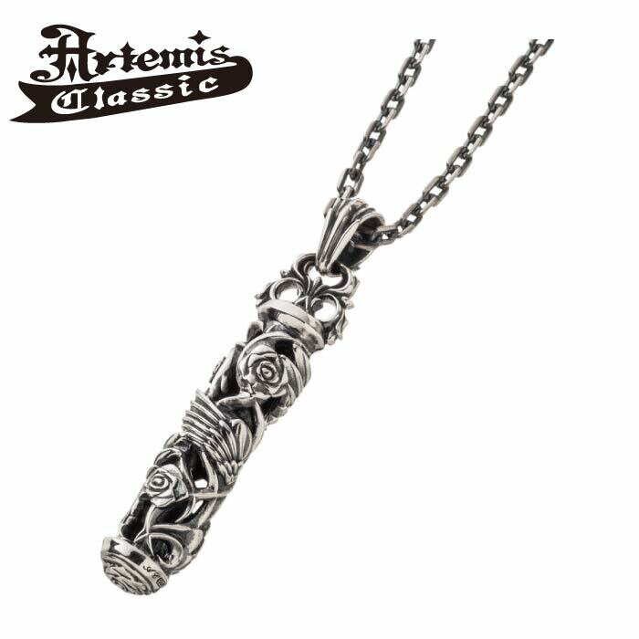 乐天商城 - メンズ ペンダント シリンダー ネックレス 唐草 薔薇 ストーン ブランド シルバーアクセサリー 【Artemis Classic アルテミスクラシック】ローズウイングシリンダーペンダント ACP0367 ※トップのみ