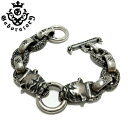 ガボラトリー ブレスレット メンズ 【Gaboratory ガボラトリー】2 Bull dog head with h.w.o ＆ chiseled anchor links bracelet (ショートタイプ) メンズアクセサリー シルバーアクセサリー Silver925 ブレスレット ブルドッグ