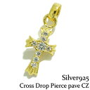 Y sAX Ў Vo[925 Silver925yCross Drop pierce Pave CZ GoldzVo[NXsAXWER[eBO S[h pF @