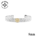 【FIRST ARROW’s ファーストアローズ】K18付 平打8mmカラ草彫りバングル men Bangle シルバー950 メンズアクセサリー メンズ バン...