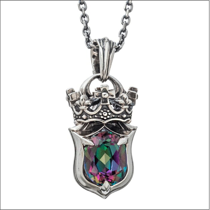 メンズ ネックレス ペンダント クラウン 王冠 ストーン シルバーアクセサリー【Art...