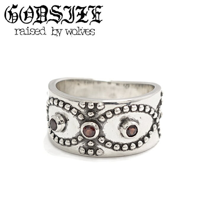 Rakuten - メンズ レディース リング ブランド スタッド ストーンリング ロック シルバーアクセサリー ギフト【GODSIZE ゴッドサイズ】STUD RING [B] with GARNET / スタッドリングB ガーネット シルバー925