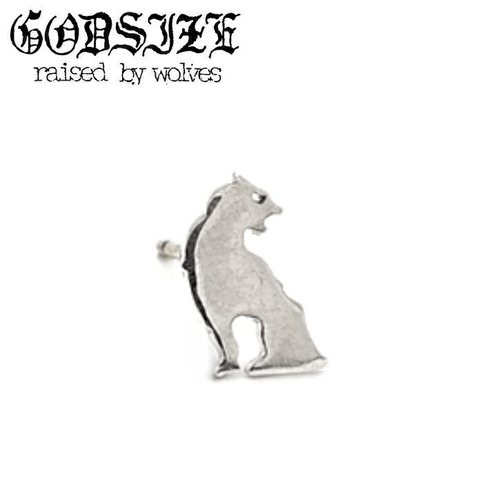 乐天商城 - レディース メンズ ピアス ブランド ウルフ ブランドロゴ シルバーアクセサリー ギフト【GODSIZE ゴッドサイズ】CUT OUT WOLF STUD カットアウトウルフピアス シルバー925