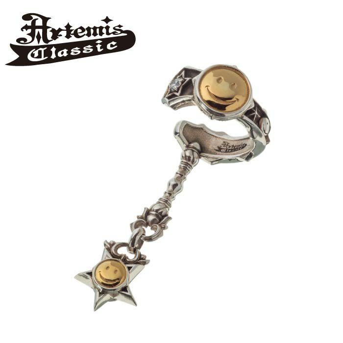 星とニコちゃんモチーフのイヤーカフ。SV925にK18ゴールドメッキが施された2色コンビの配色 シルバーア..