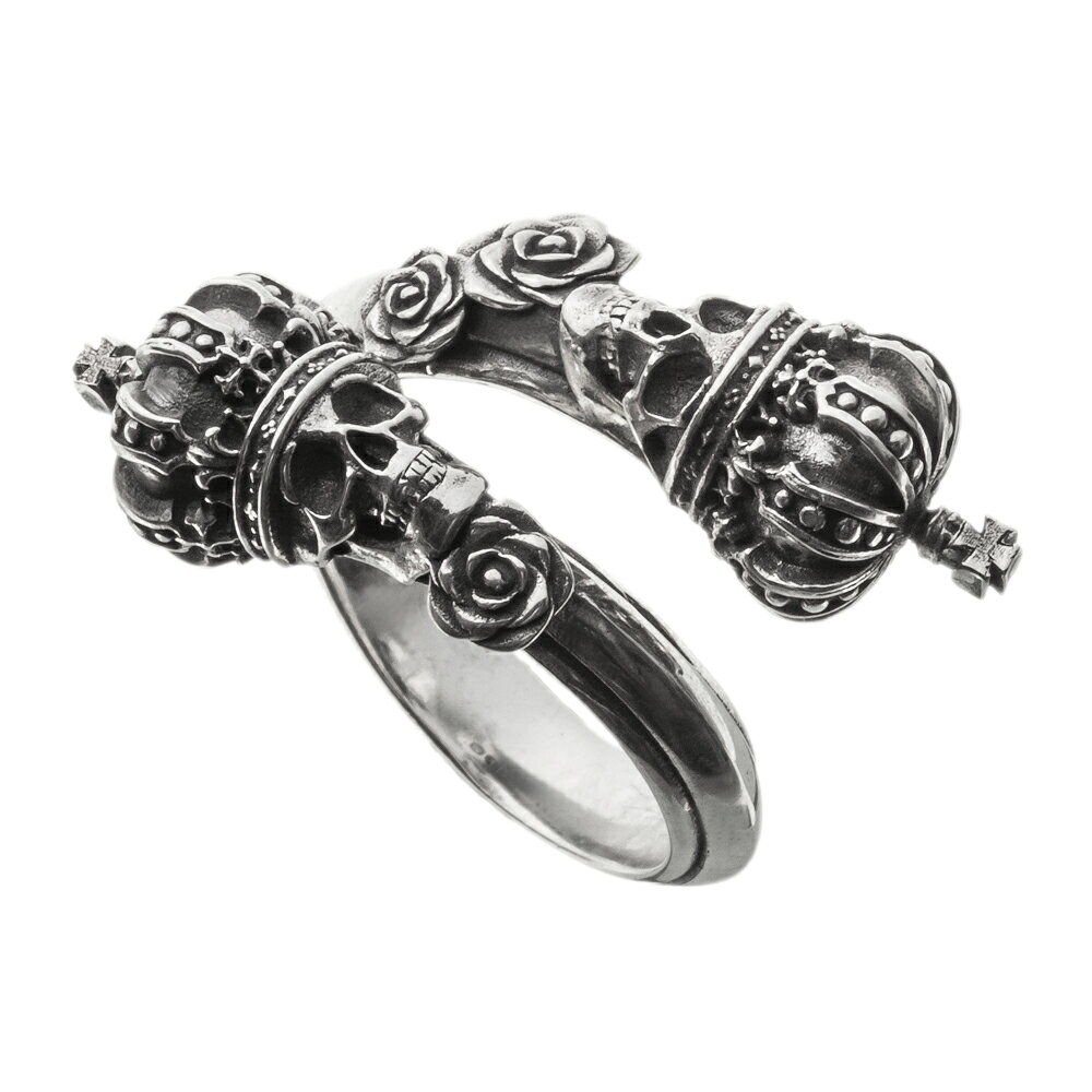 Rakuten - メンズ レディース リング スカル クラウン 王冠 髑髏 シルバーアクセサリー【Artemis Kings アルテミスキングス】ツインスカルクラウンリング 指輪 AKR0079 Twin Skull Crown Ring シルバー925