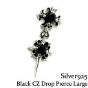 Y sAX Ў Vo[925 Silver925yBlack CZ Drop Pierce LargezVo[NXsAX hbvsAX Mtg Corss \ @