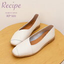 ★最大100%ポイントバック!?要エントリー★【返品交換送料無料】Recipe レシピ RP-531 斜めラインスクエアシューズ IV アイボリー スリッポン スリップオン 靴 レディース
