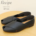 ★最大100%ポイントバック!?要エントリー★【返品交換送料無料】Recipe レシピ RP-544 クロスベルトシューズ BLK ブラック スリッポン スリップオン 靴 レディース