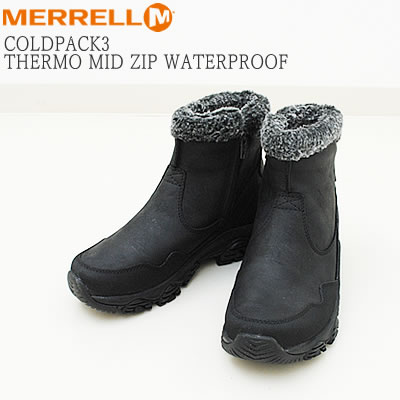 ★12/1限定!P最大26.5倍!要エントリー★MERRELL メレル ウィメンズ COLDPACK3 THERMO MID ZIP WATERPROOF コールドパック サーモ ミッドジップ ウォータープルーフ BLACK ブラック レディース ウィンターブーツ 靴 シューズ 防滑 防水【あす楽対応】
