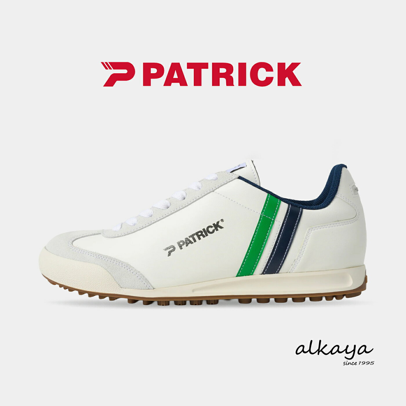 樂天商城 - 【返品交換送料無料】PATRICK パトリック SAMBA-CP/SL W/NR サンバ・カップ/シンセティックレザー W/GN ホワイト/グリーンネイビー 靴 スニーカー スパイクレス ゴルフシューズ 日本製 メンズ レディース ギフト プレゼント 贈り物