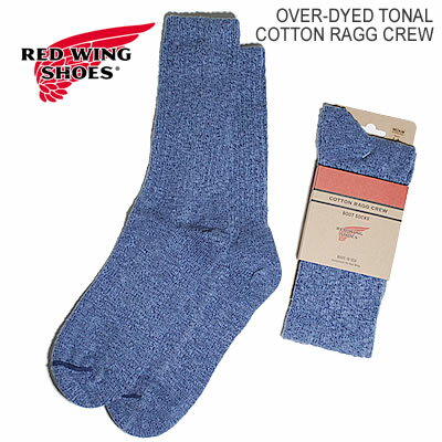 ★5/20限定！P最大17.5倍！要エントリー★RED WING レッドウィング Over-dyed Tonal Cotton Ragg Crew オーバー・ダイド コットン ラグ クルー Blue ブルー MADE IN USAブーツ用 ソックス 靴下