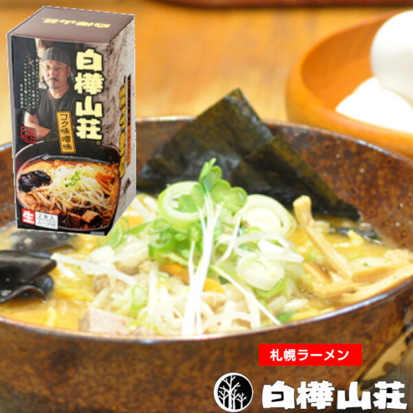 白樺山荘　コク味噌味　生ラーメン　2食入×2箱　送料込　北海道限定 土産 お取り寄せ プレゼント 母の日 父の日 お返し　みそ味　バナナマンのせっかくグルメ