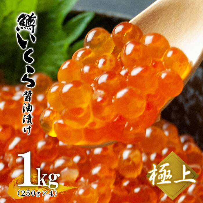 業務用 極上の鱒 いくら 醤油漬け 1kg(250g×4) ウロコボシ/ 送料無料 小分け 味付 しょうゆ イクラ / 北海道物産展 釧路市 海鮮丼 海産物 ギフト 小分け おせち 鱒イクラ 御歳暮 お取り寄せ 子供 まとめ買い ごちそう お礼 ikura ホワイトデー チョコ以外