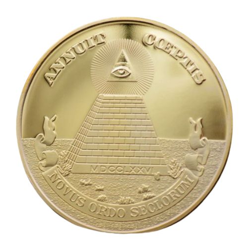 【30日限定P2倍】フリーメイソン 神の全能の目 ゴールドコイン 新品 専用ケース付 秘密結社 コレクションメダル ピラミッド シンボル プロビデンス 母の日 ...