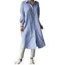 【お買い物マラソン限定P2倍】シャツワンピース ストライプ チュニック ひざ丈 ロングワンピース ゆったり マキシ丈 長袖 体型カバー 長袖 トップス ゆったり...