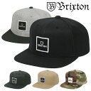 BRIXTON ブリクストン キャップ メンズ ALPHA SQUARE MP SNAPBACK HAT 帽子 スナップバック スケーター スケートブランド 6パネル