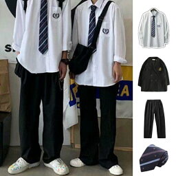 長袖シャツ 入学式 コスプレ 男子 学生服 4点セット 仮装 イベント 文化祭 コスチューム 制服 ネクタイ コスチューム ジャンケト ロングパンツ 卒業式 学園祭