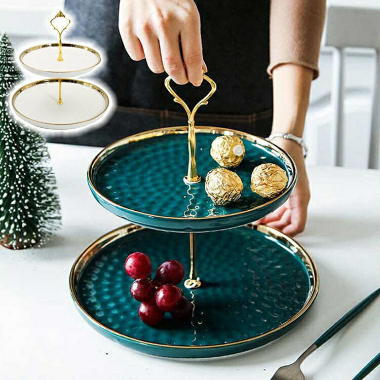 家庭用 食器 クリエイティブ デザート台 ヨーロッパ式 3段重ねの果物皿 2 お菓子のトレイ おしゃれ パーティー 陶磁器 ケーキスタンド ケーキ棚 アフタヌーンティー 皿 リビングルームのサムネイル
