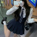 ショート丈 制服 通学 制服 学生服 プリーツスカート ワンピース 無地 3点セット 女子 中学生 スクールスカート シャツ 入学式 制服 コスプレ スクールシ...