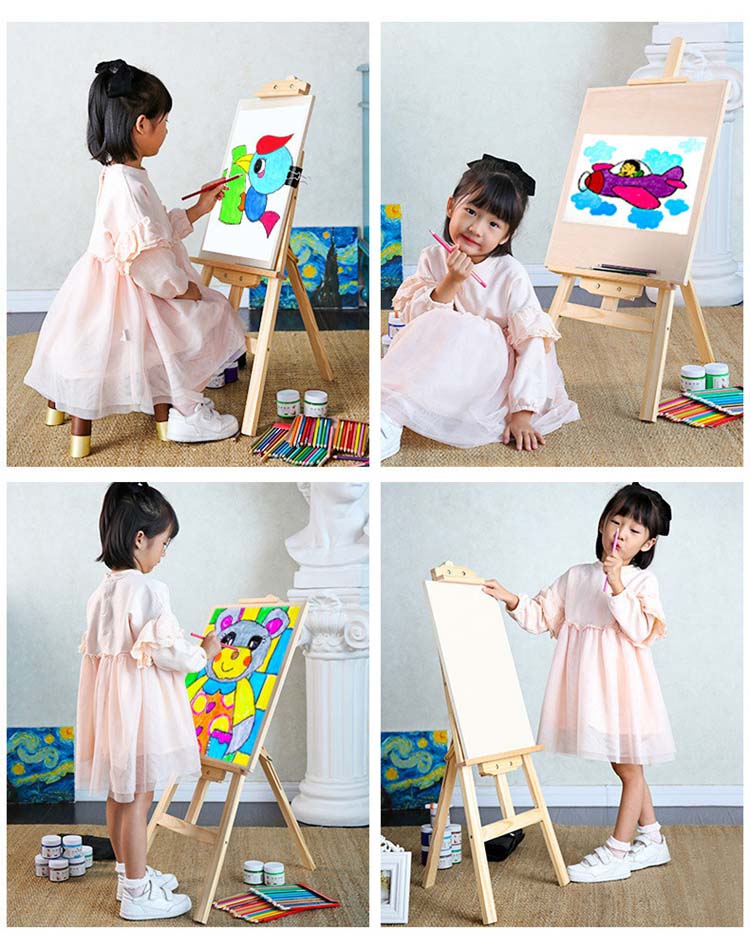 ソフトウッド イーゼル付き 子供お絵かき 折りたたみ イーゼル 子供 高さ調節 ホワイトボード脚付き 2-8歳の子供に対応 おもちゃ 子供玩具 黒板 多機能子供用イーゼル イーゼル木製 2