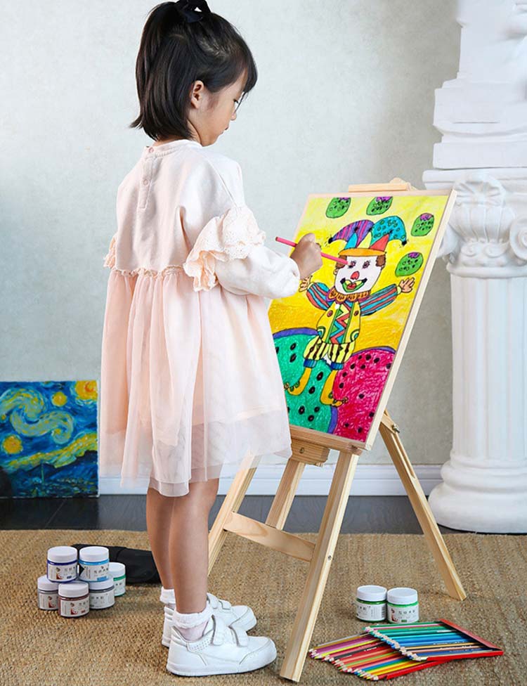 ソフトウッド イーゼル付き 子供お絵かき 折りたたみ イーゼル 子供 高さ調節 ホワイトボード脚付き 2-8歳の子供に対応 おもちゃ 子供玩具 黒板 多機能子供用イーゼル イーゼル木製 3