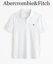 アバクロ Abercrombie&Fitch アバクロンビー&フィッチ 正規品 メンズ Mens Polo ストレッチ ムース刺繍 アイコン Don't Sweat It ポロシャツ ホワイト White 白(4)
