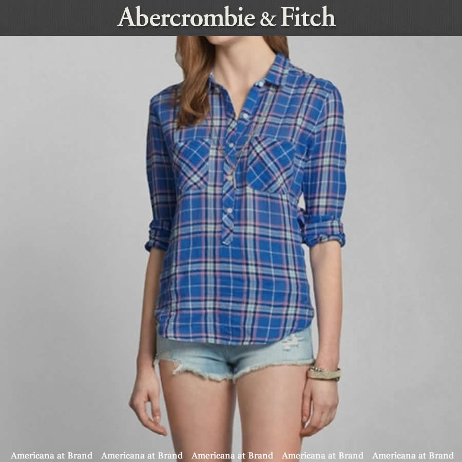 【送料無料】Abercrombie&Fitch アバクロ 正規品【レディース】Chiffon Shirt 長袖シフォンシャツ■Blue/ブルー【smtb-k】【kb】【楽天カード分割】