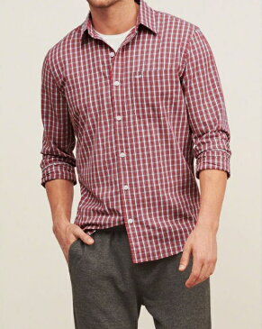【送料無料】アバクロ■Abercrombie&Fitch(アバクロンビー&フィッチ)正規品【メンズ】A&F Plaid Shirt 長袖 カジュアルシャツ■Red Check(レッドチェック)【楽天カード分割】