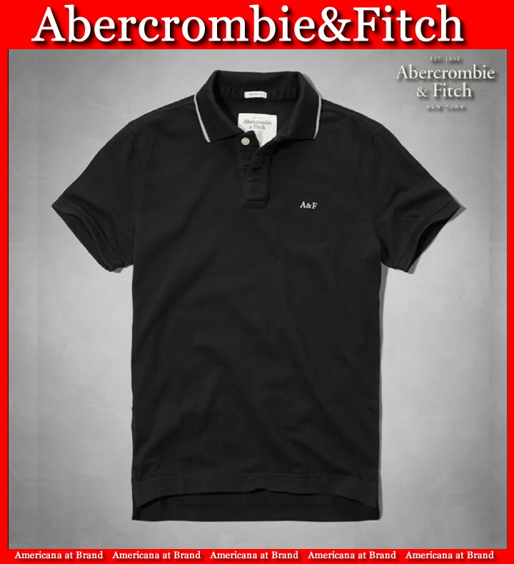 【送料無料】アバクロ Abercrombie&Fitch アバクロンビー＆フィッチ【正規品】【メンズ】Mens Tipped Polo 鹿の子 ムース刺繍 半袖 ポロシャツ Black ブラック【楽天カード分割】