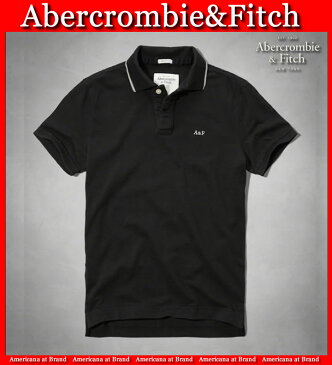 【送料無料】アバクロ Abercrombie&Fitch アバクロンビー&フィッチ【正規品】【メンズ】Mens Tipped Polo 鹿の子 ムース刺繍 半袖 ポロシャツ Black ブラック【楽天カード分割】