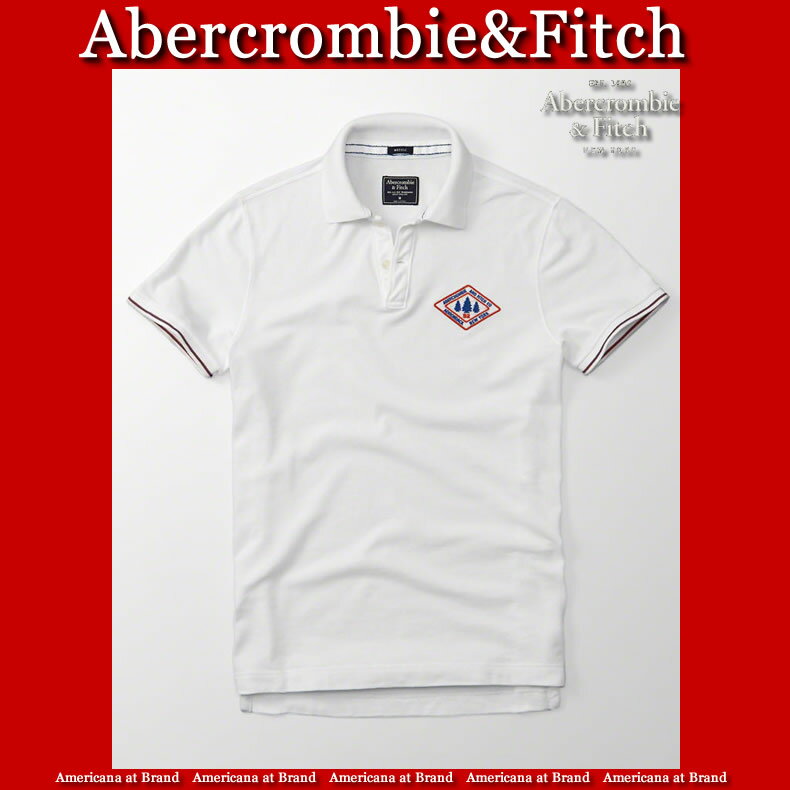 【送料無料】アバクロ Abercrombie&Fitch アバクロンビー＆フィッチ【正規品】【メンズ】Mens Striped Cuff Polo 鹿の子 半袖 鹿の子 ポロシャツ/ホワイト