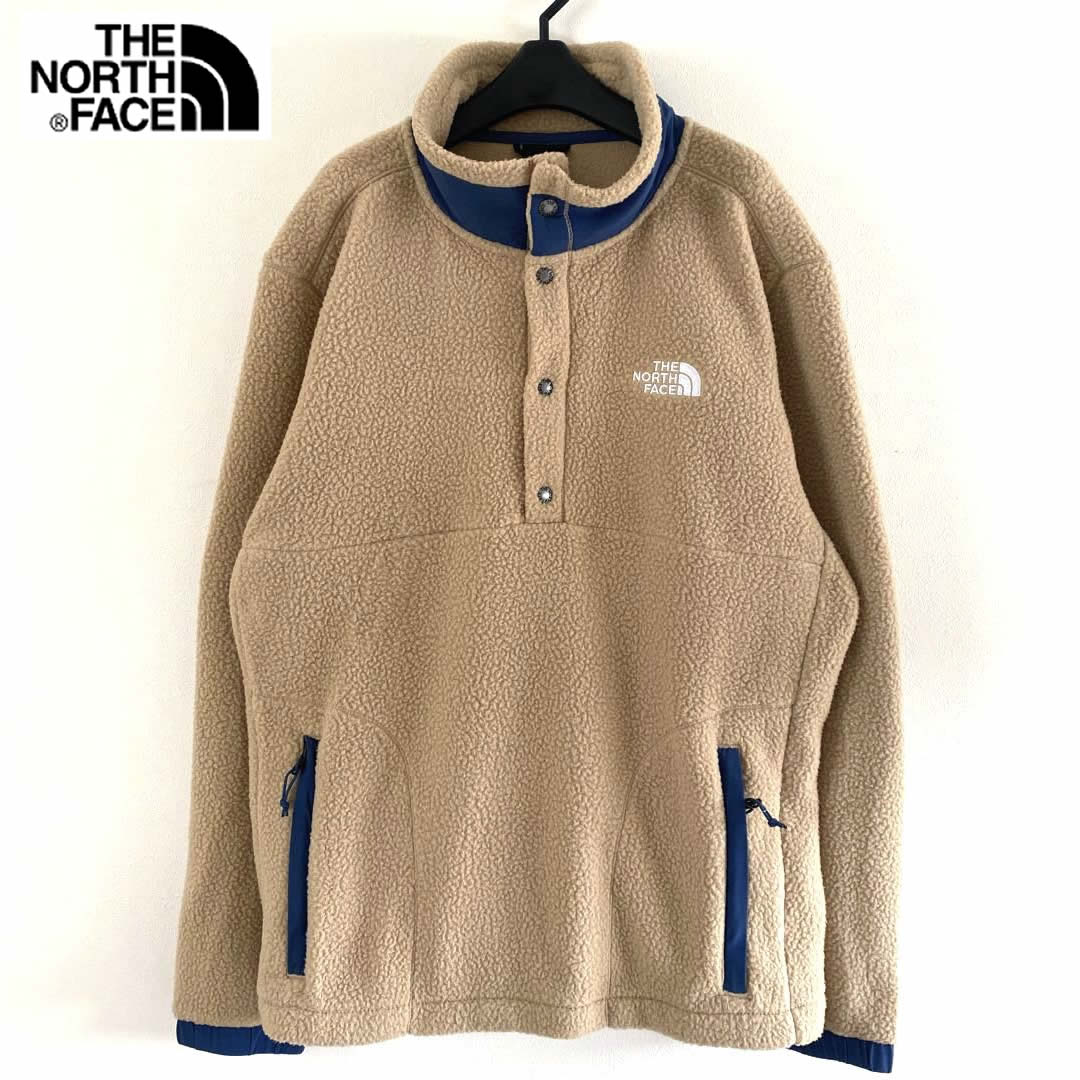 THE NORTH FACE ザ ノースフェイス PARKVIEW FLEECE JACKET フリース プルオーバー ジャケット メンズ モコモコ 厚手ボア仕様 ベージュ系 KHAKI×STONE