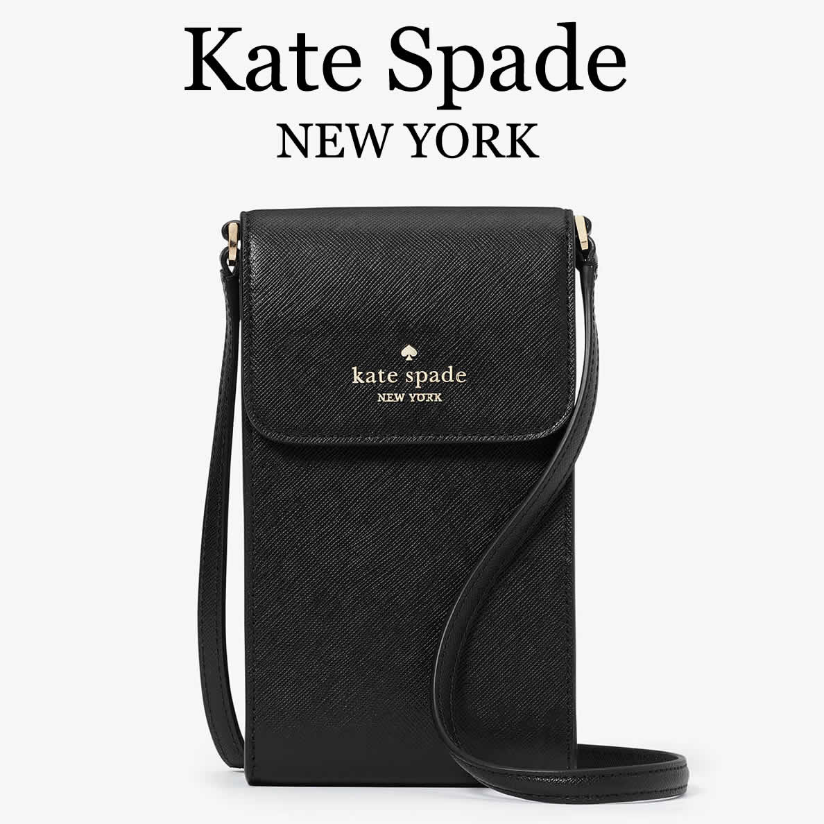 ケイトスペード Kate spade マディソン ノース サウス フラップ フォン クロスボディ斜めがけ ショルダーバッグ スマホショルダー ポシェット ロゴ バッグ ブラック