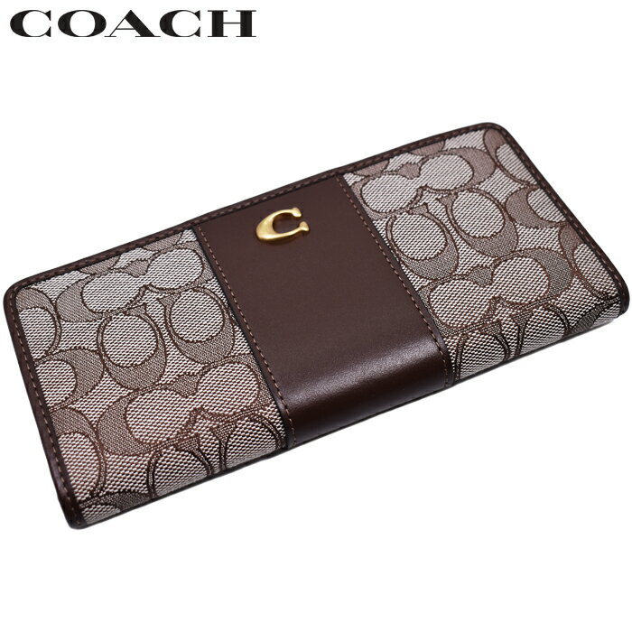 COACH コーチ 長財布 OAK MAPLE/ブラウン系 CCC98 エッセンシャル スリム ウォレット・シグネチャー ジャカード コーチ 財布 レディース コーチ 長財布 レザー 本革 コーチ 長財布 レディース 新作