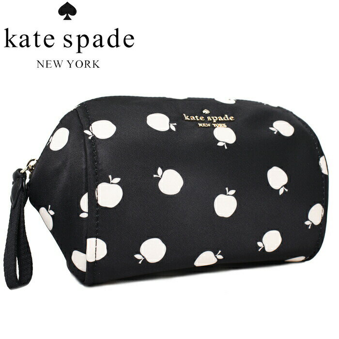 ケイトスペード ポーチ（レディース） Kate Spade ケイトスペード コスメポーチ ブラックマルチ Chelsea Nylon Medium Cosmetic Case K8262 ドット アップルプリント