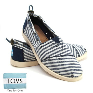 TOMS トムス（トムスシューズ） Burlap Bimini Women's Stitchouts ビミニスティッチアウト レディース スリッポン Navy Stripe/ネイビー×ホワイト エスパドリーユ フラットシューズ