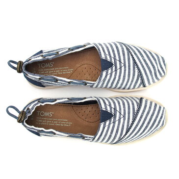 TOMS トムス（トムスシューズ） Burlap Bimini Women's Stitchouts ビミニスティッチアウト レディース スリッポン Navy Stripe/ネイビー×ホワイト エスパドリーユ フラットシューズ